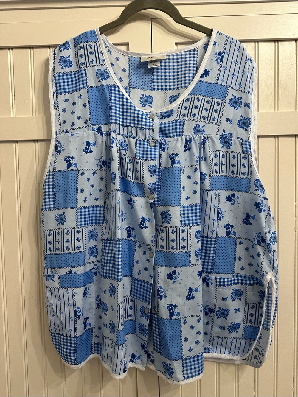 CW Collections Blue Patchwork Cobbler Apron Smock Vest Size 2X